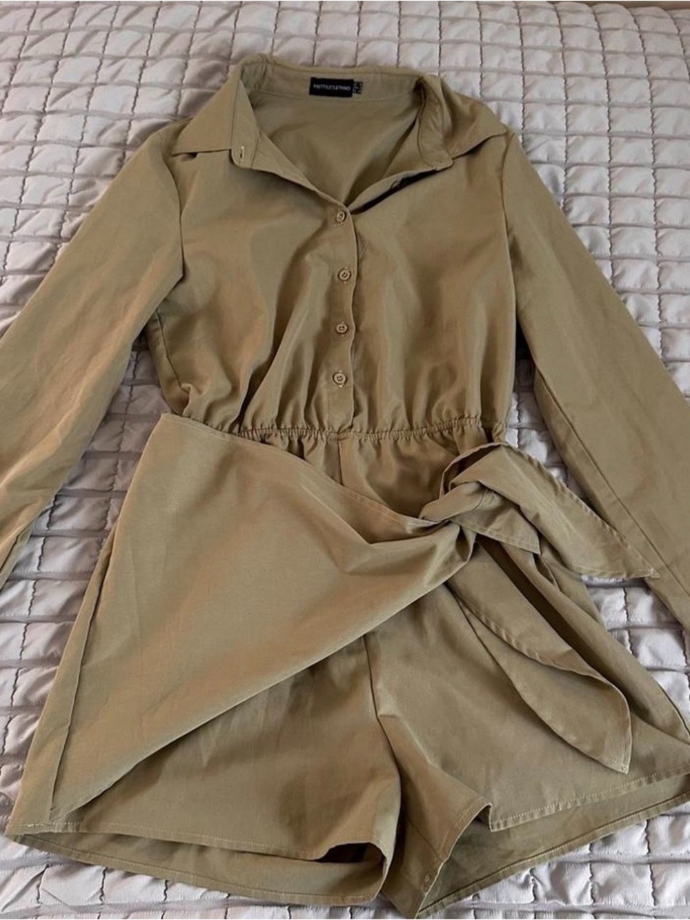 Olive Green Tie Waist Romper - Women Pants & Jumpsuits